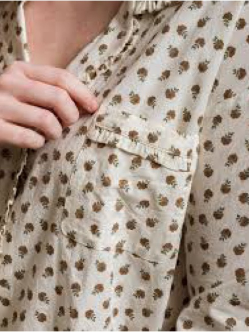 Neuflora Women's Cream Printed Button-Up Blouse with Chest Pocket